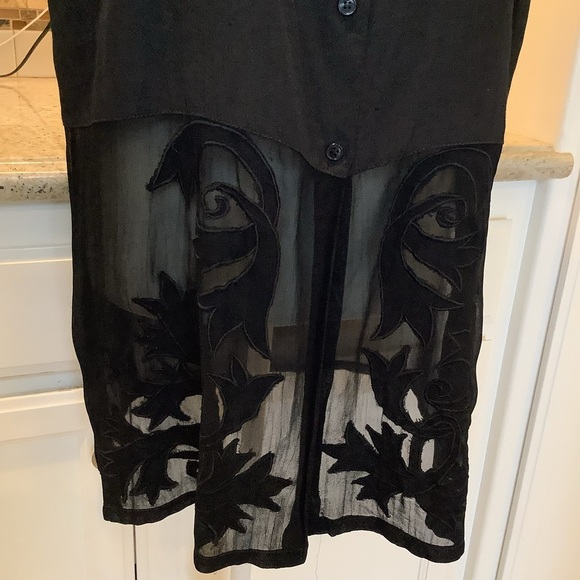 Papillon Black Button Tunic Top Sleeveless Size Large - Picture 5 of 7